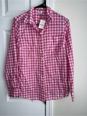 NWT J. Crew Pink Gingham Button Down Shirt